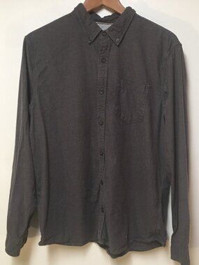 Fat Face Men L Shirt‎ Gray Button Up Flannel Houndstooth 100% Cotton Cozy Preppy